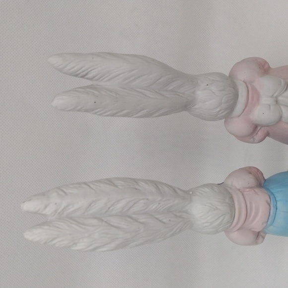 Vintage 1995‎ Hermitage Pottery Easter Lane Collection Boy & Girl Bunny Bells - Picture 8 of 9